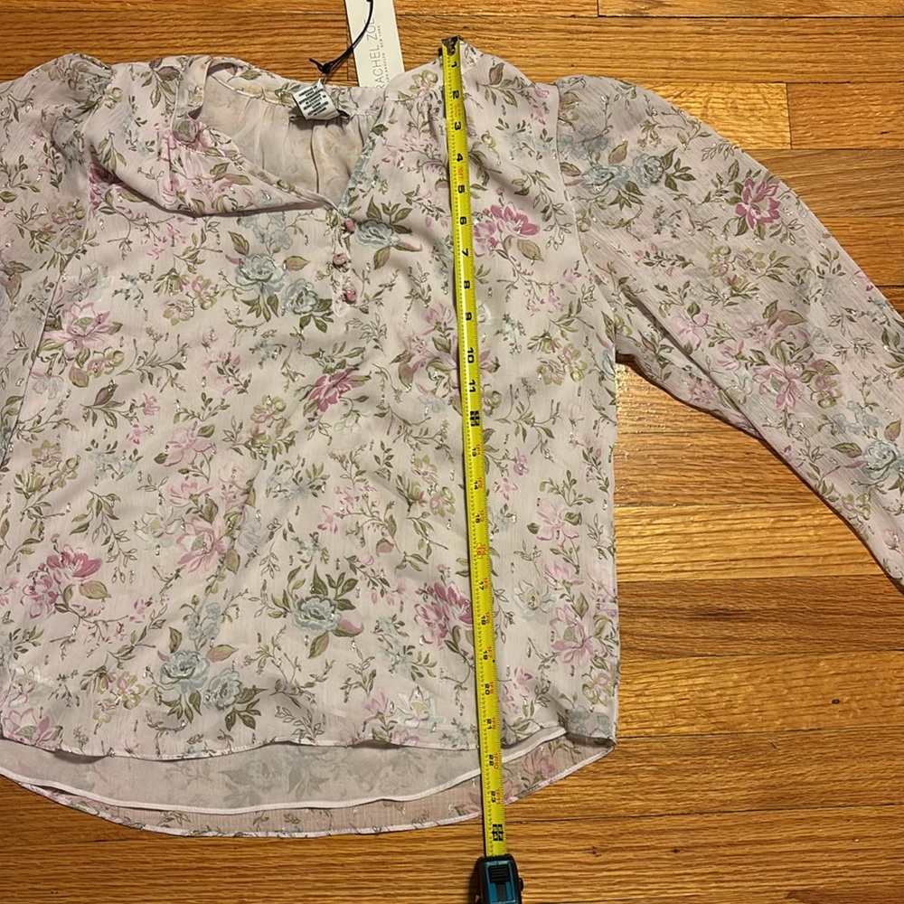 Rachel Zoe VINTAGE Pink & Green Floral Blouse Sm Partial Button FREE SHIPPING - Picture 7 of 9